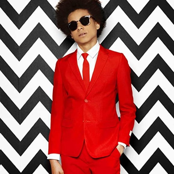 OppoSuits Boys Red Devil Suit - Jacket Pants & Tie 12 - Picture 5 of 6